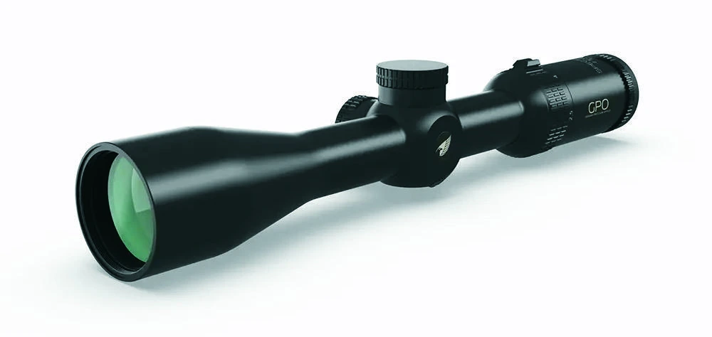 GPO Spectra RS420 2.5–10×44 Rifle Scope High-definition ED glass lenses deliver edge-to-edge clarity, 40 mm objective for low-light performance, waterproof/fog- proof construction.
