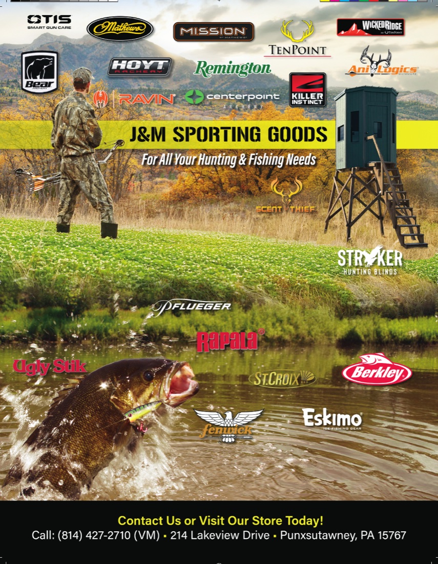 J&M Sporting Goods catalog cover featuring hunting and fishing gear